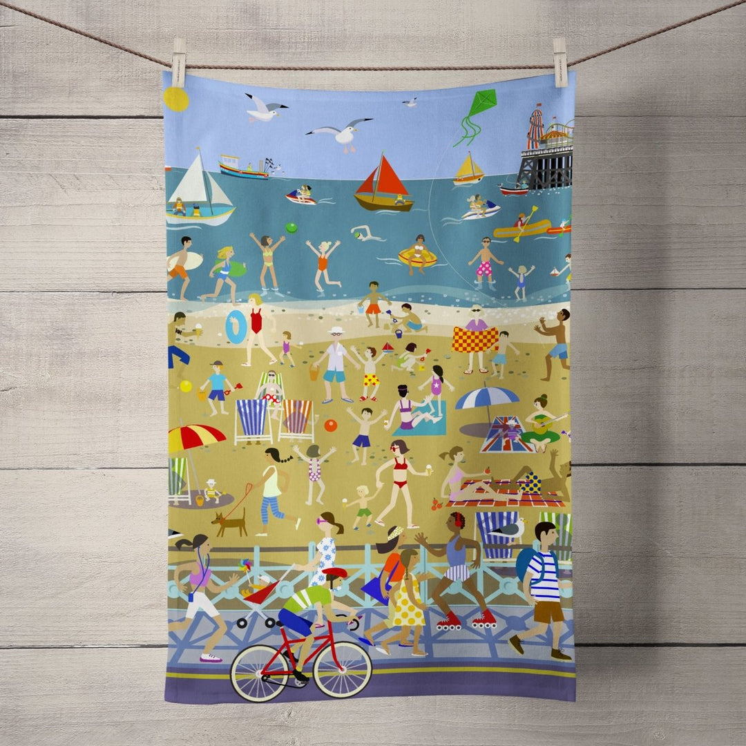 Brighton Beach Tea Towel - Erica Sturla - Wraptious