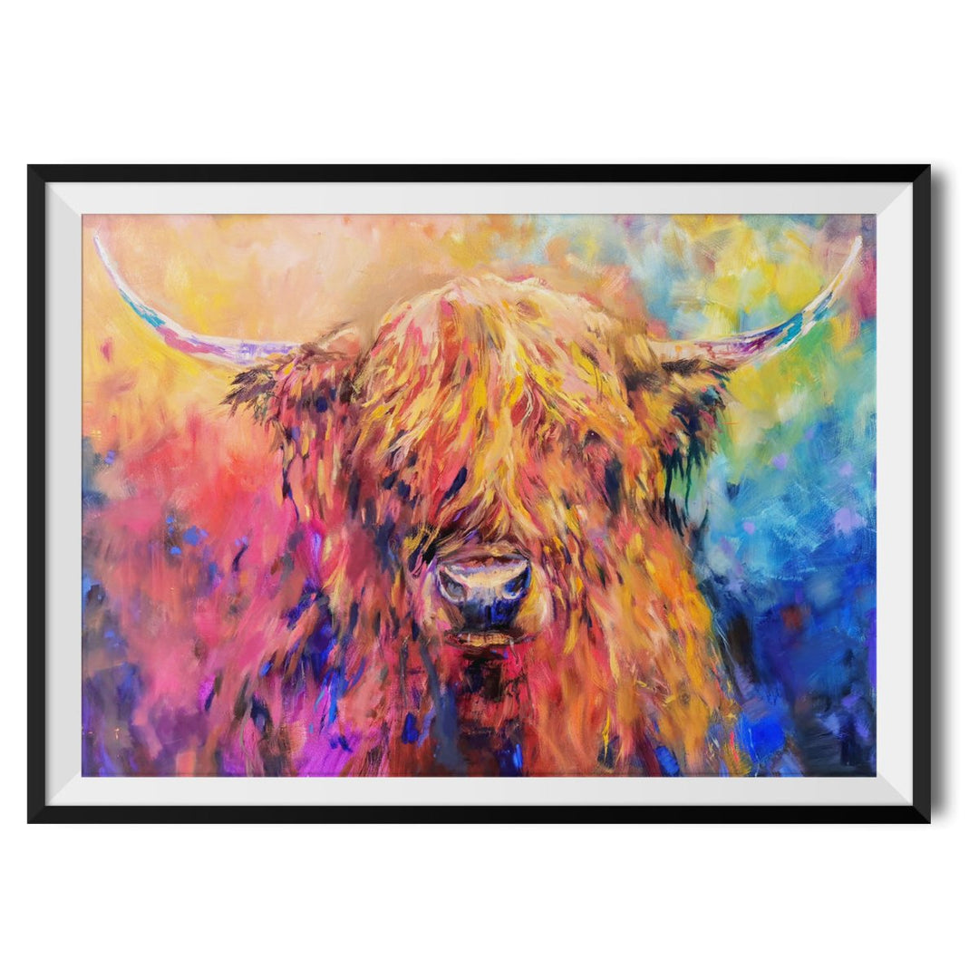 Rainbow Cow Original Print - Sue Gardner - Wraptious