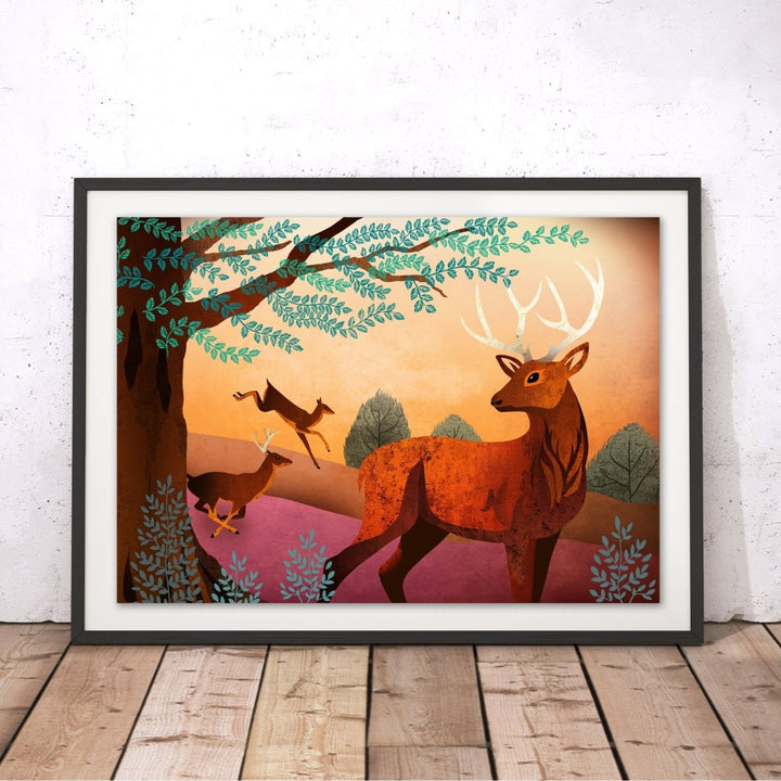 Red Deer Original Print - Charlotte Anne - Wraptious