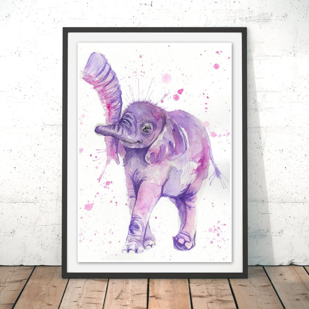 Splatter Baby Elephant Original Print - Katherine Williams - Wraptious