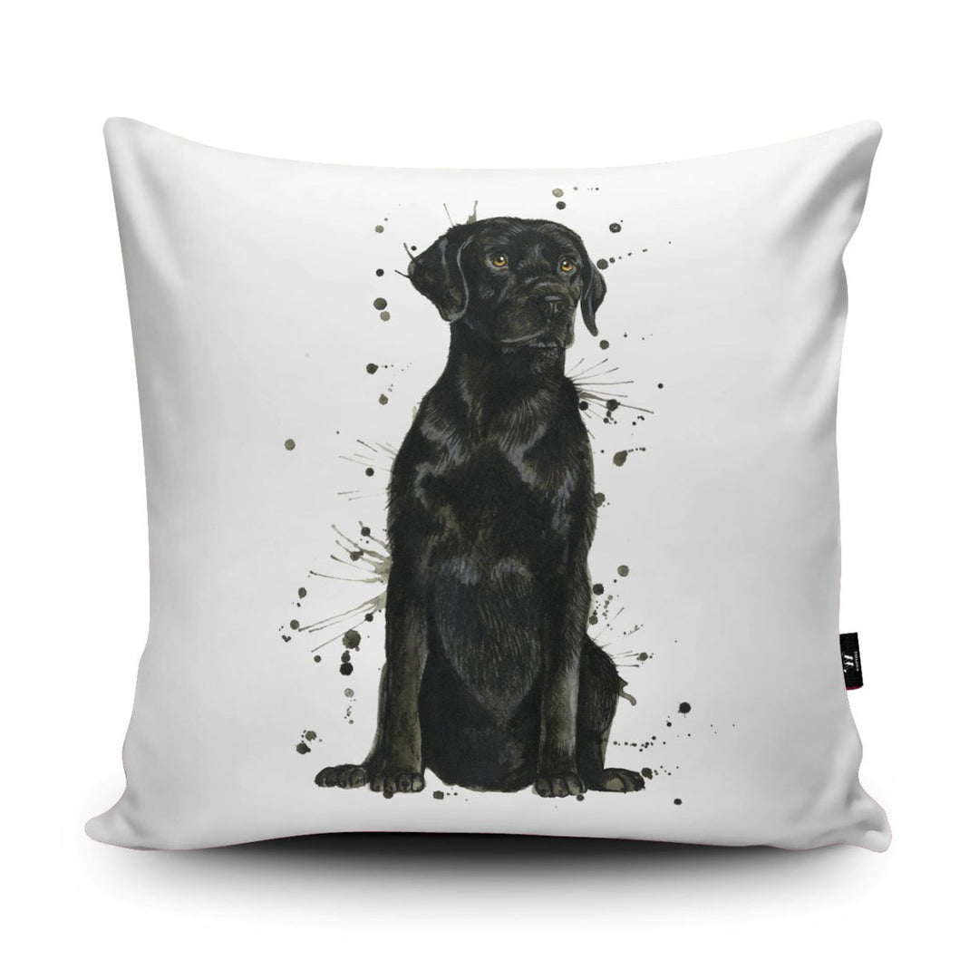 Splatter Black Labrador Cushion - Katherine Williams - Wraptious