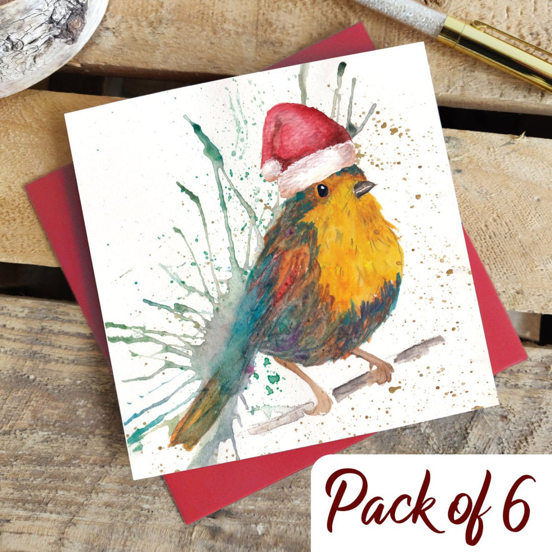 Splatter Christmas Bird Christmas Card Pack - Katherine Williams - Wraptious