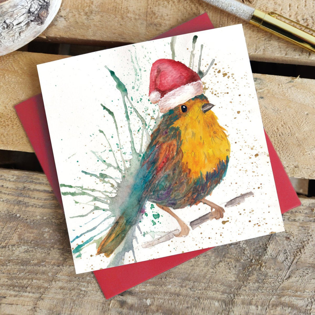 Splatter Christmas Bird Greetings Card - Katherine Williams - Wraptious