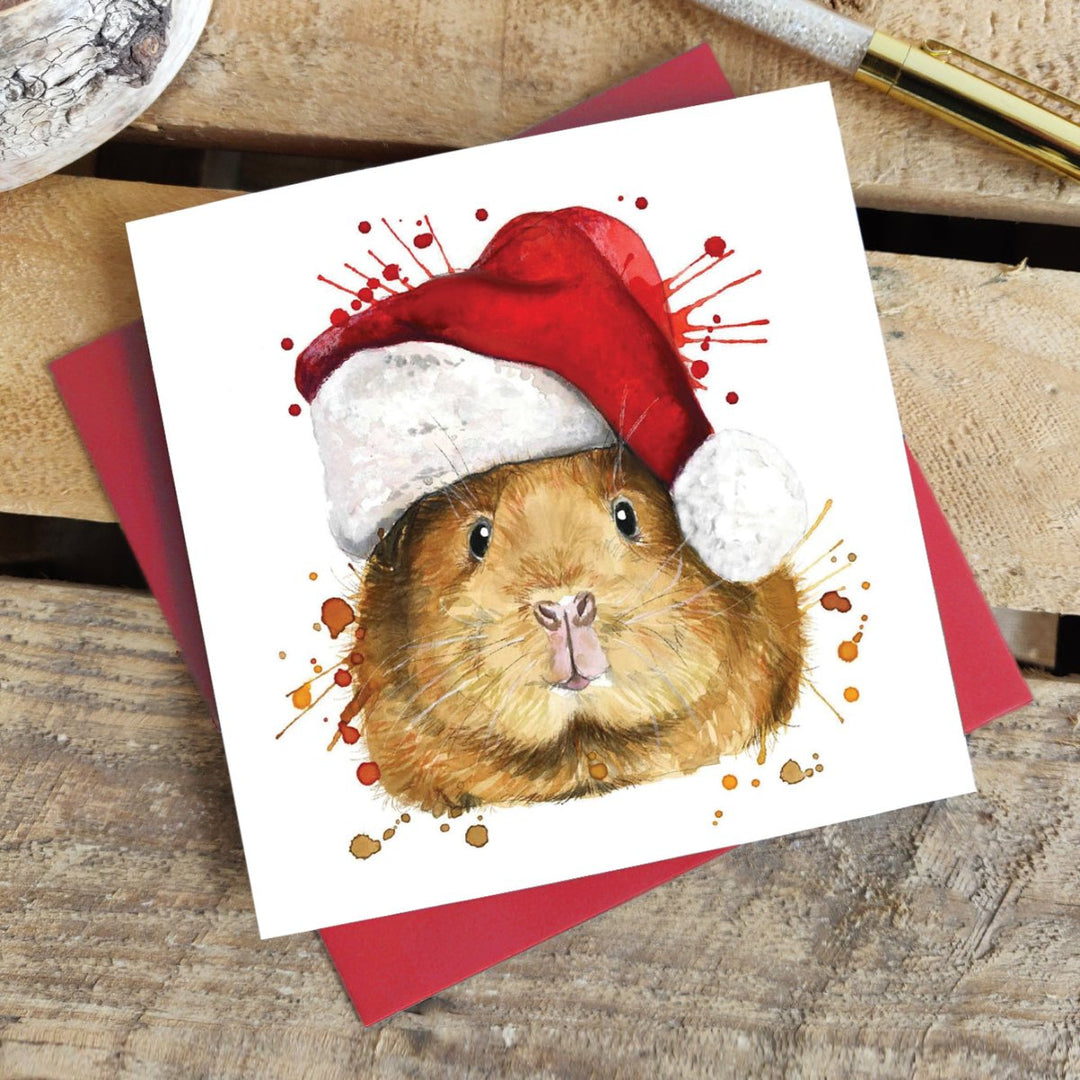 Splatter Christmas Guinea Pig Greetings Card - Katherine Williams - Wraptious
