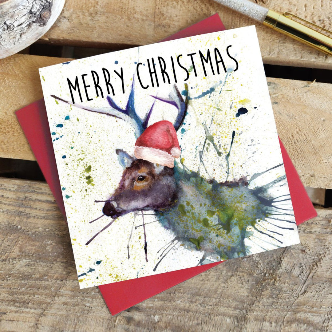 Splatter Christmas Stag Greetings Card - Katherine Williams - Wraptious