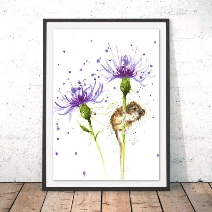 Splatter Cornflower Mouse Original Print - Katherine Williams - Wraptious