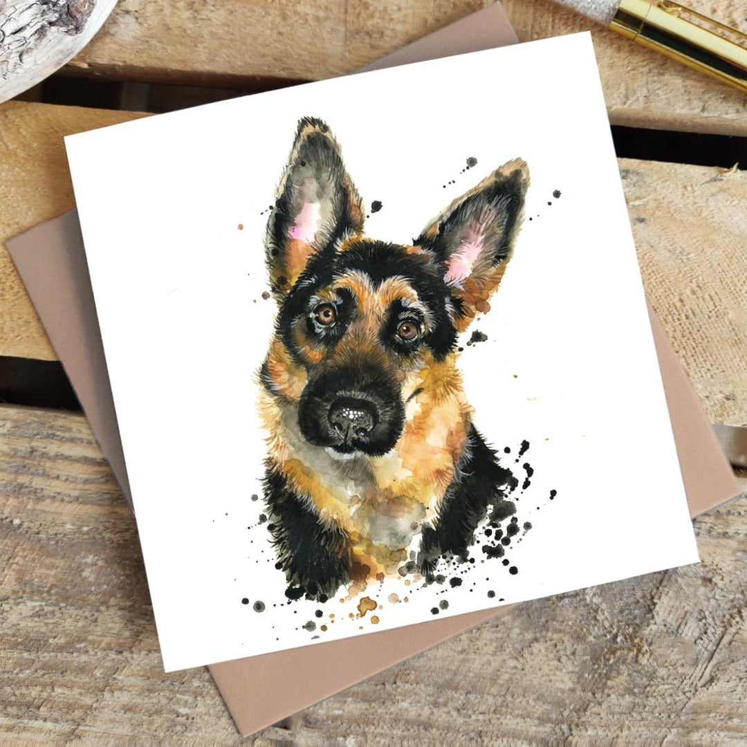 Splatter German Shepherd Greetings Card - Katherine Williams - Wraptious