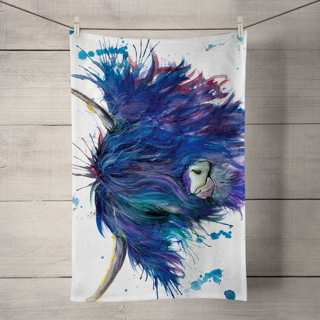 Splatter Highland Cow Tea Towel - Katherine Williams - Wraptious