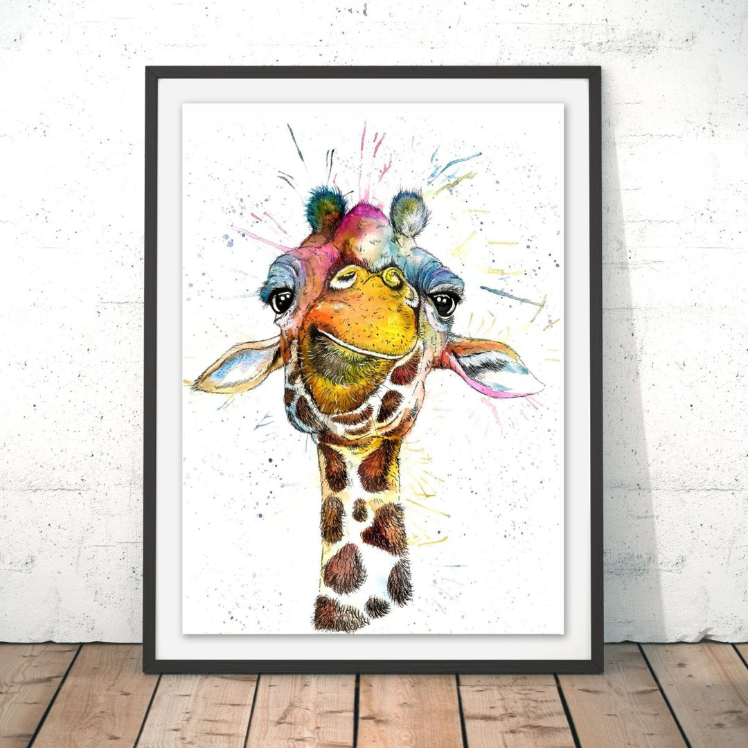 Splatter Rainbow Giraffe Original Print - Katherine Williams - Wraptious