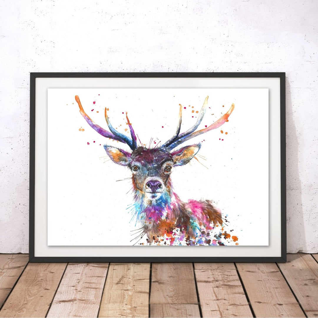 Splatter Rainbow Stag Original Print - Katherine Williams - Wraptious