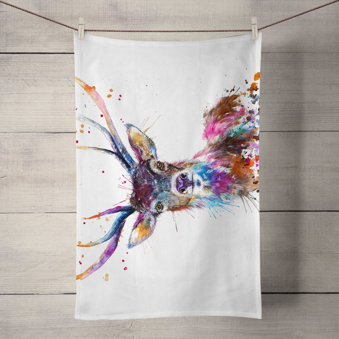 Splatter Rainbow Stag Tea Towel - Katherine Williams - Wraptious