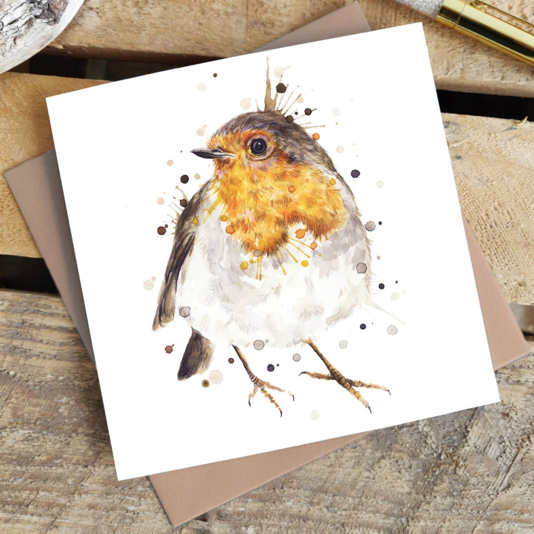 Splatter Robin Greetings Card - Katherine Williams - Wraptious