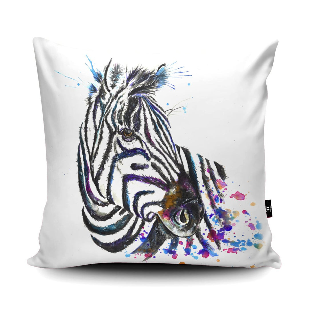 Splatter Zebra Cushion - Katherine Williams - Wraptious