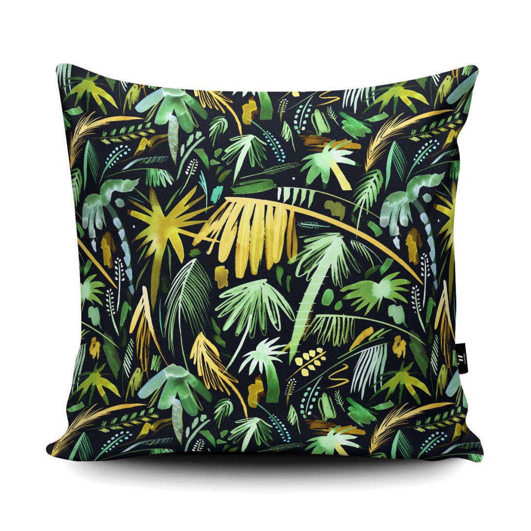 Tropical Expressive Palms Green Cushion - Ninola Design - Wraptious