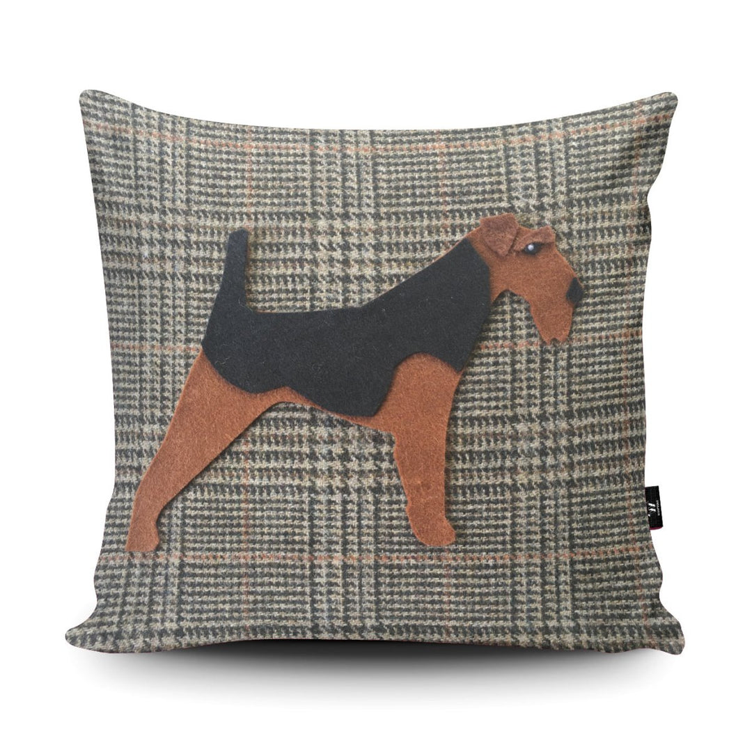 Tweed Airedale Welsh Terrier Cushion - Sharon Salt - Wraptious