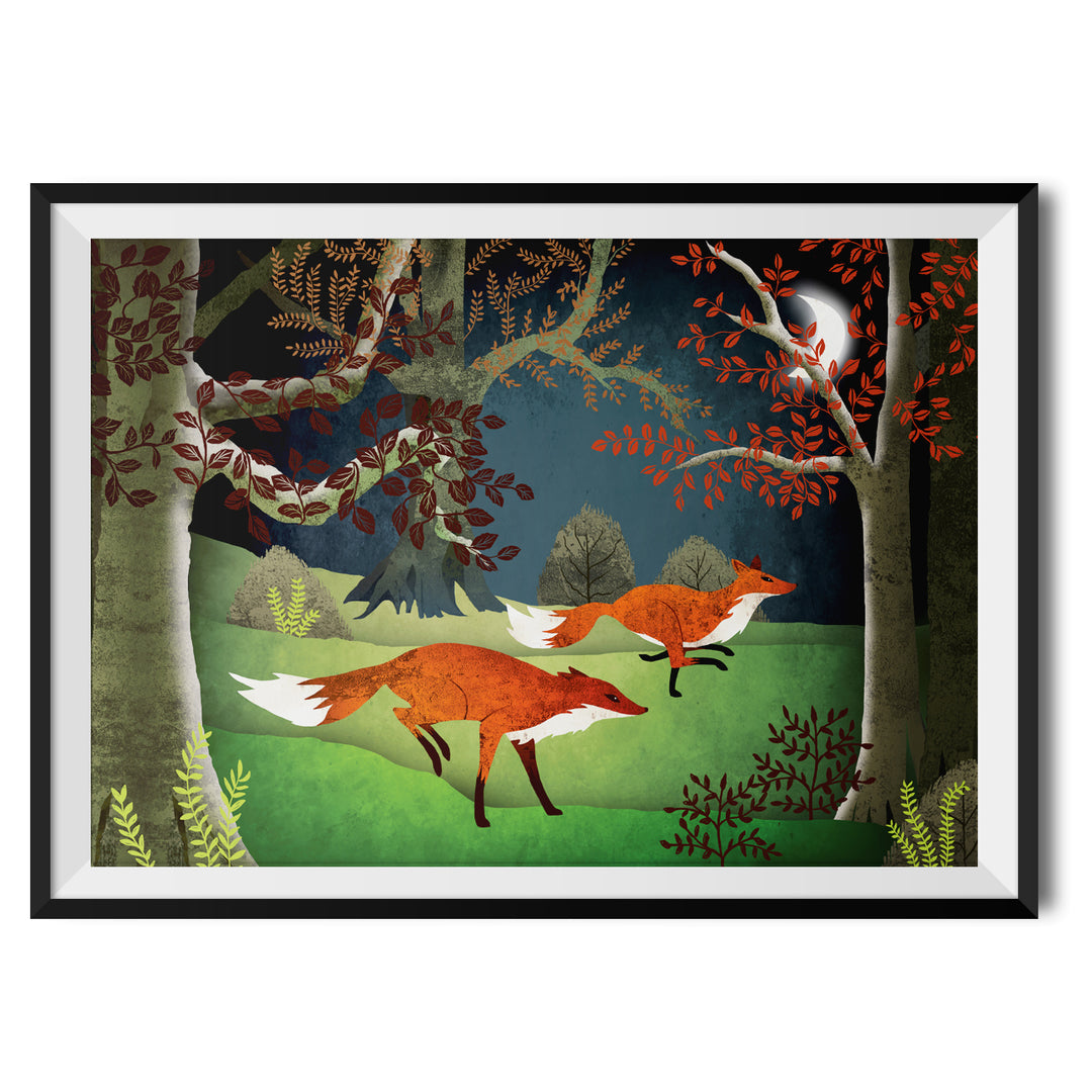 Foxes in the Woods Original Print - Charlotte Anne - Wraptious