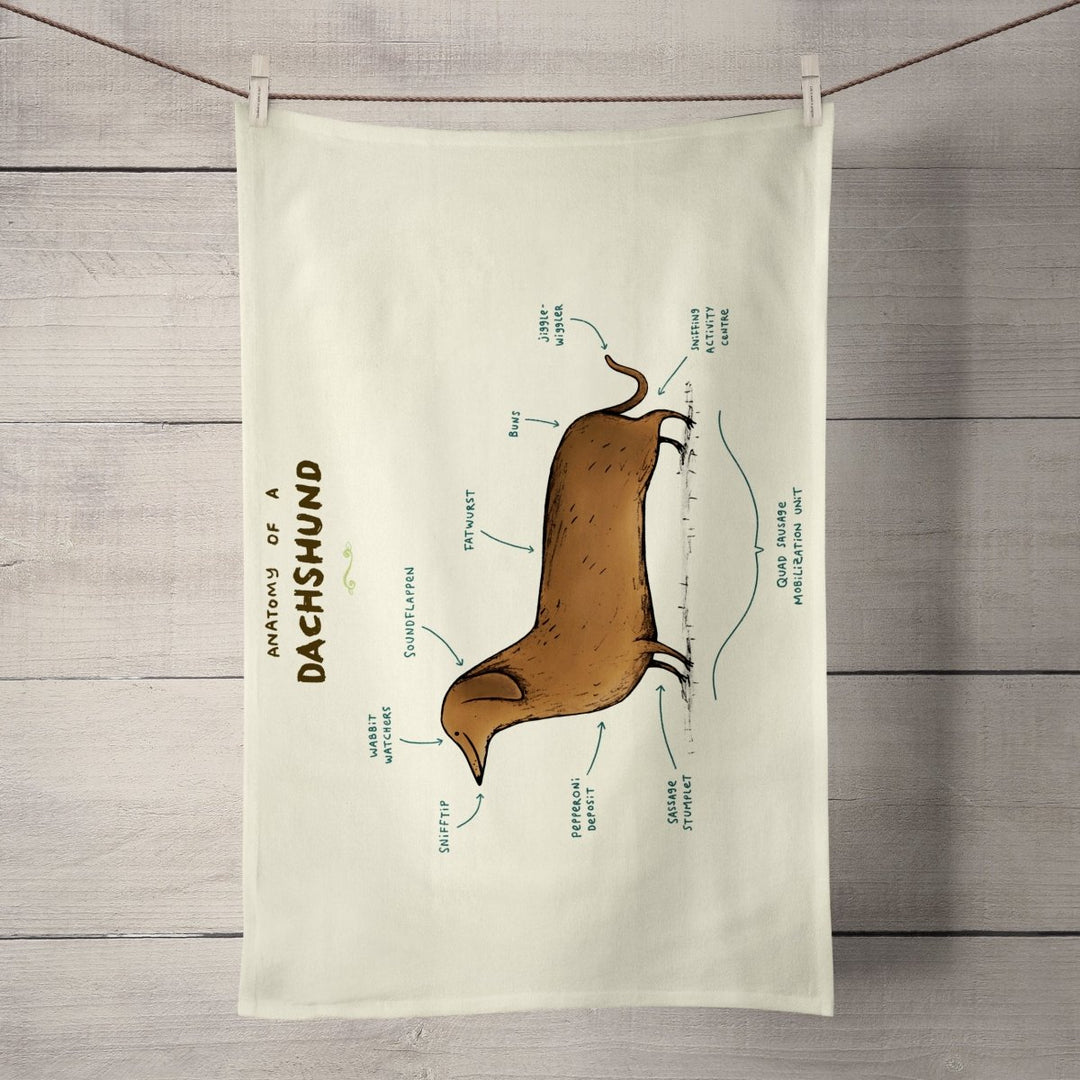 Anatomy of a Dachshund Tea Towel - Sophie Corrigan - Wraptious