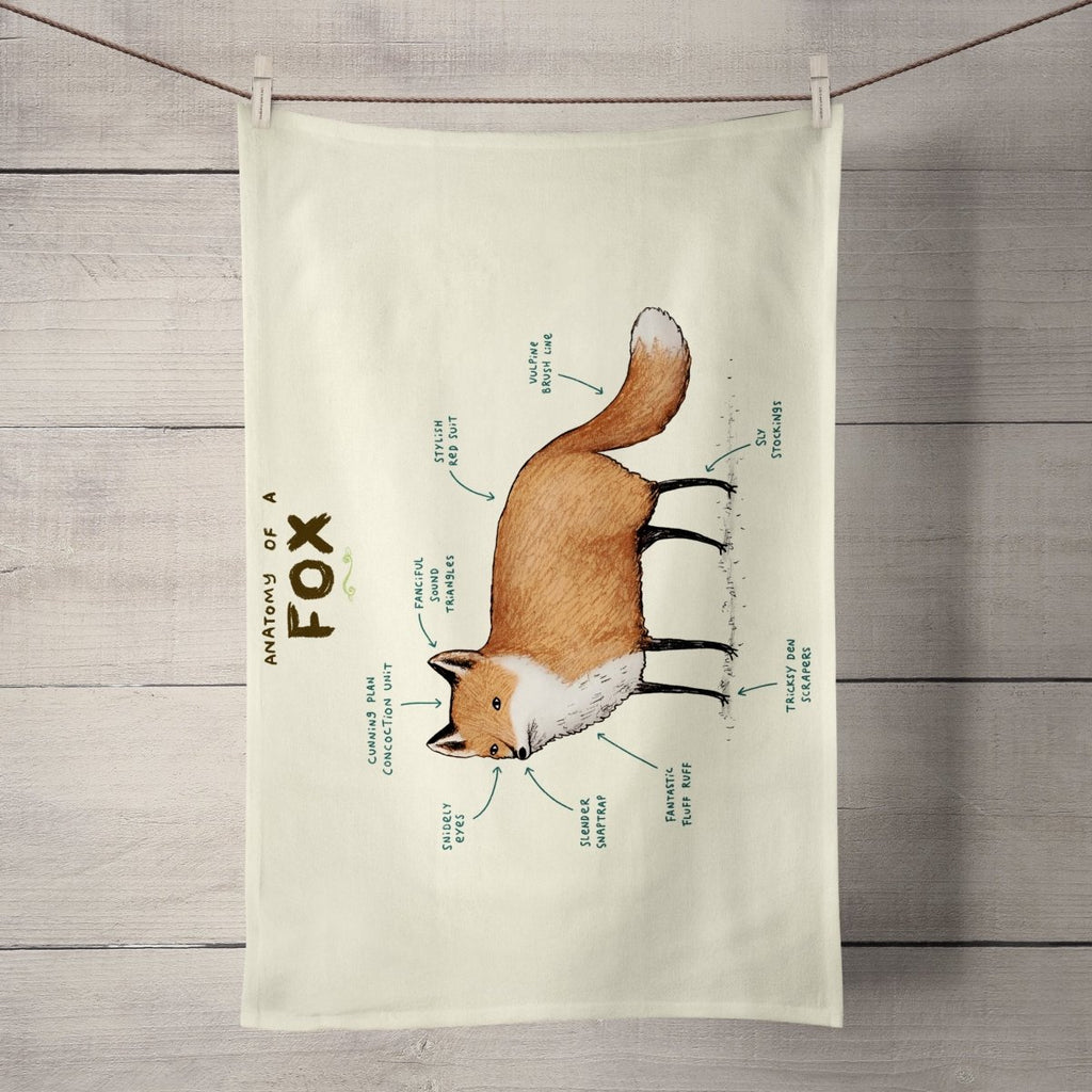 Anatomy of a Fox Tea Towel - Sophie Corrigan - Wraptious
