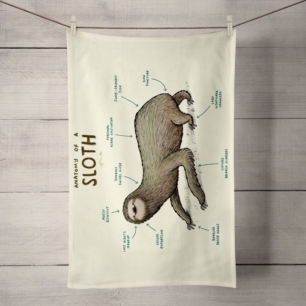 Anatomy of a Sloth Tea Towel - Sophie Corrigan - Wraptious