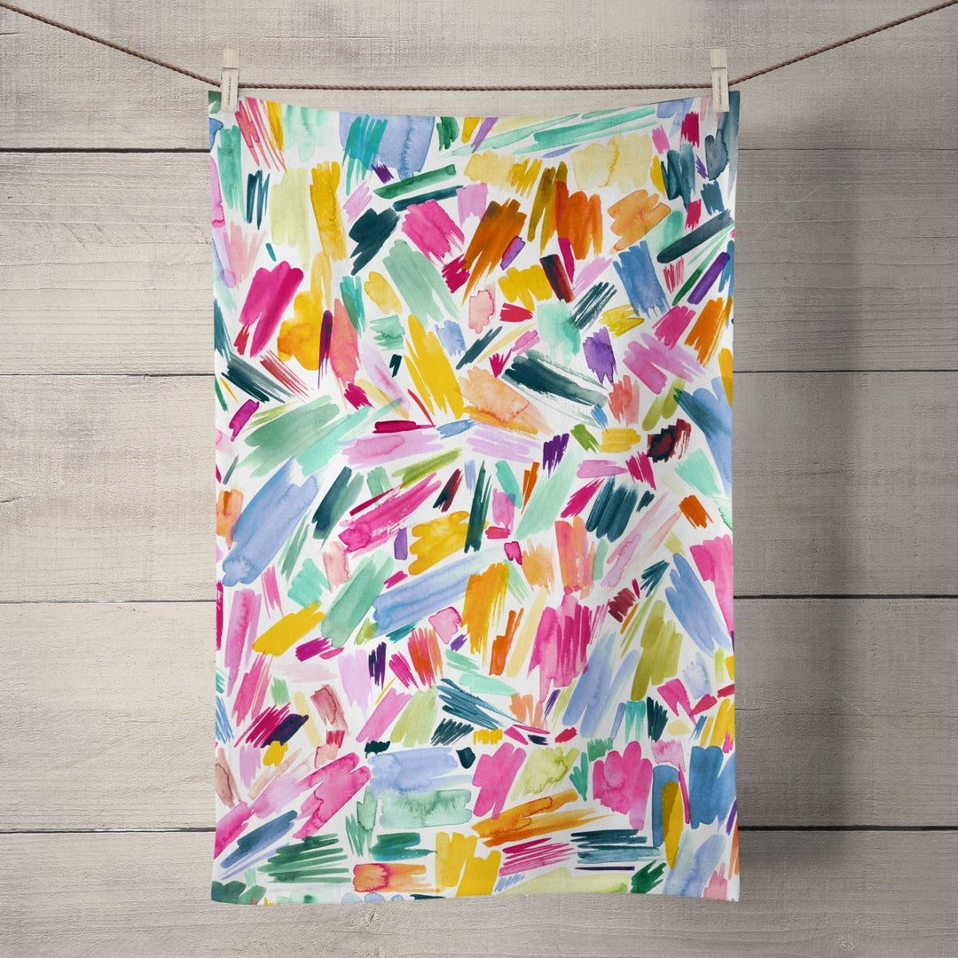Artsy Abstract Strokes Tea Towel - Ninola Design - Wraptious