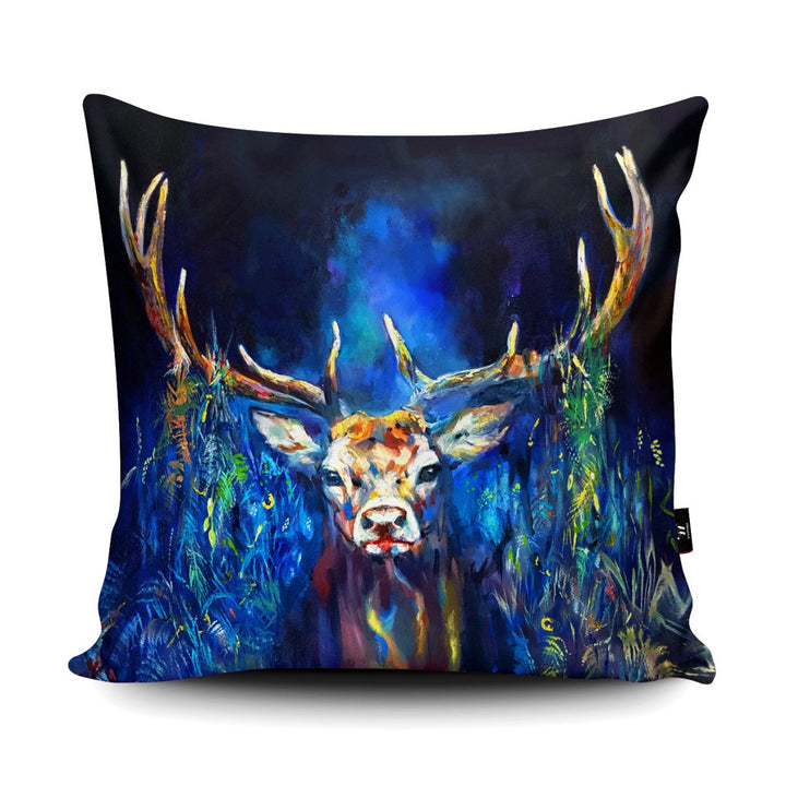 Blue Grazing Stag Cushion - Sue Gardner - Wraptious