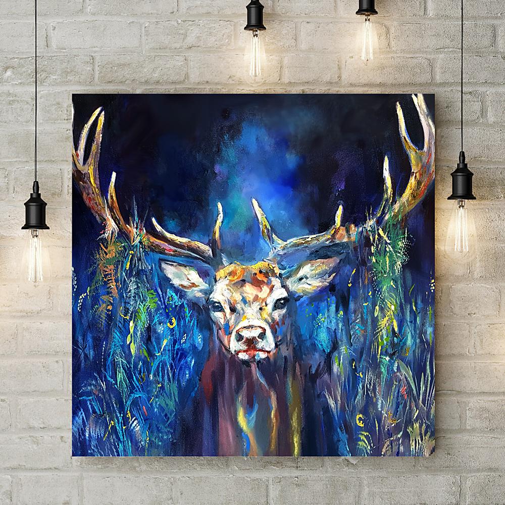 Blue Grazing Stag Deluxe Canvas - Sue Gardner - Wraptious