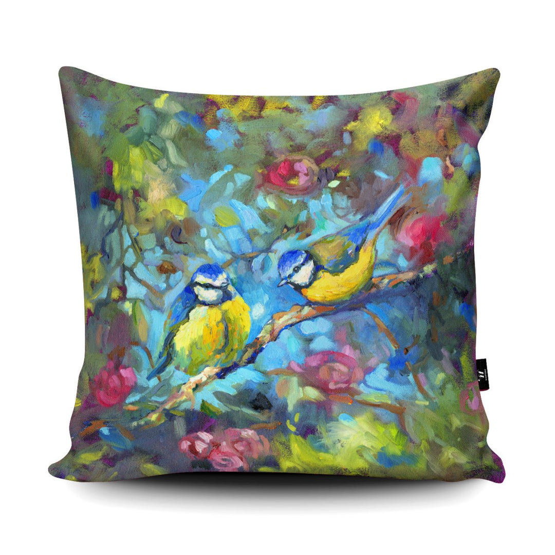 Bluebirds & Blossom Cushion - Sue Gardner - Wraptious