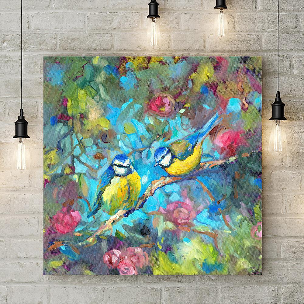 Bluebirds & Blossom Deluxe Canvas - Sue Gardner - Wraptious