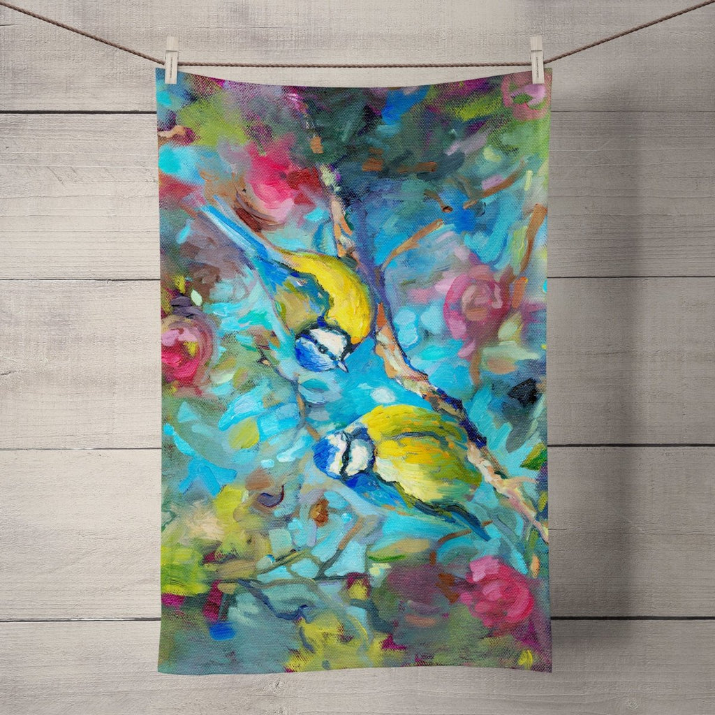 Bluebirds & Blossom Tea Towel - Sue Gardner - Wraptious