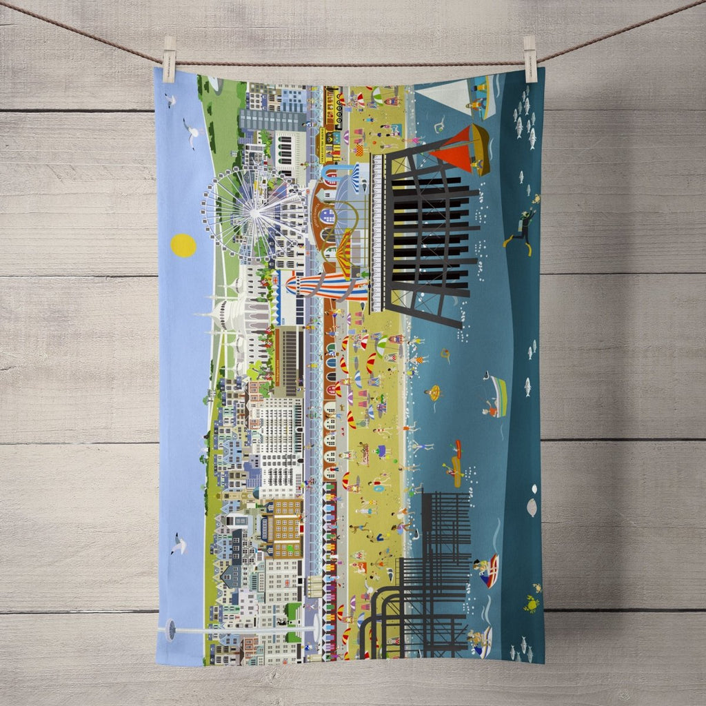 Brighton Landscape Tea Towel - Erica Sturla - Wraptious