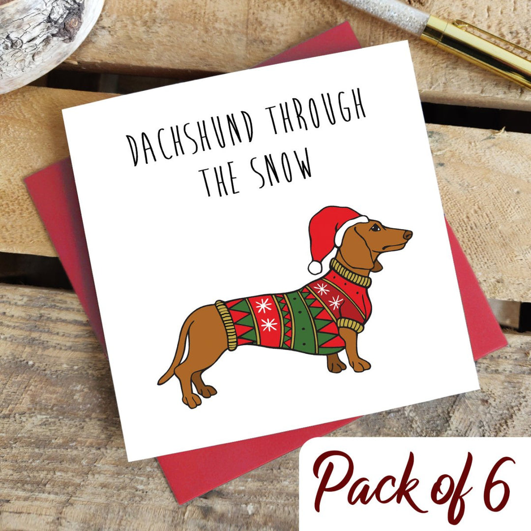 Dachshund Through the Snow Christmas Card Pack - StoneFoxes - Wraptious
