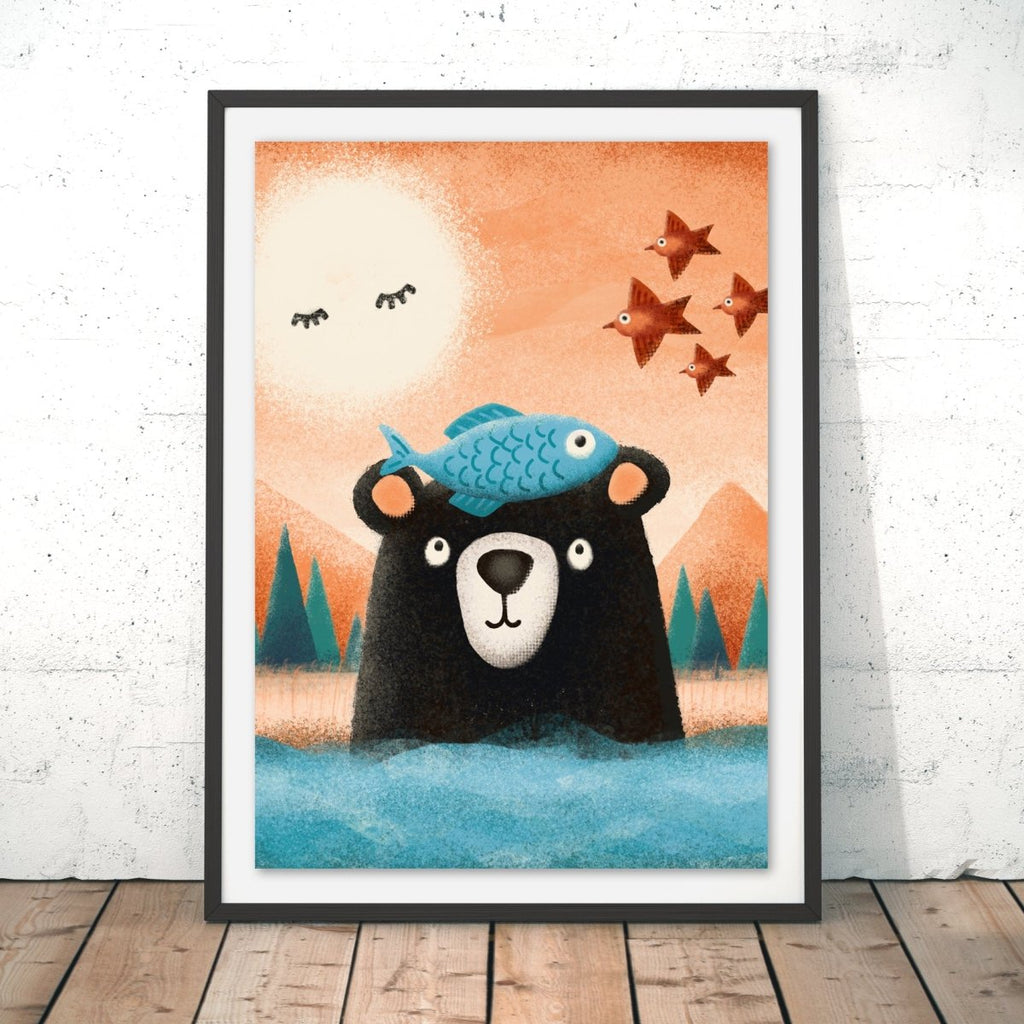 Fish and Bears Day Off Original Print - Jonathan Willoughby - Wraptious