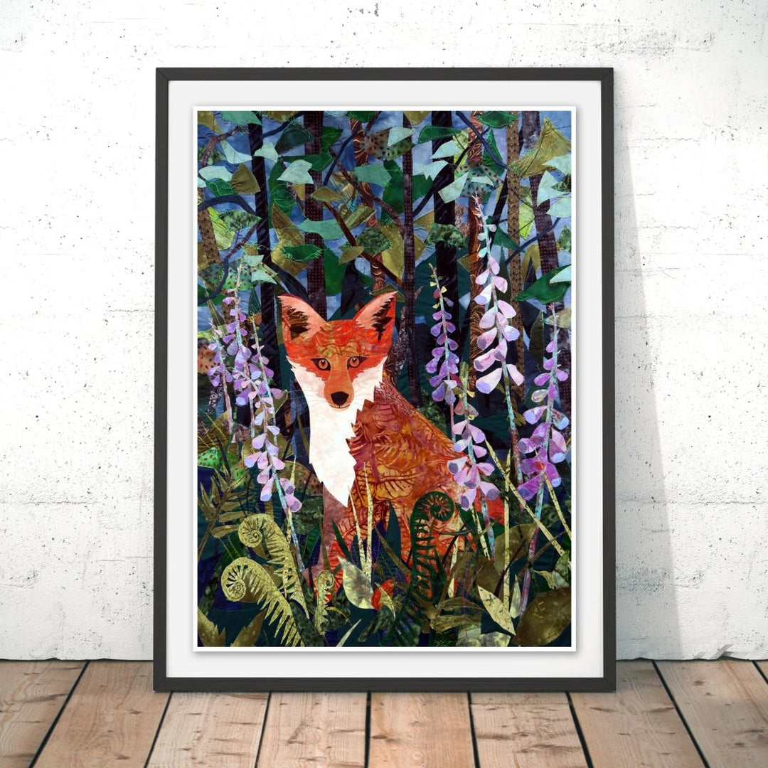 Fox in Foxgloves Original Print - Kate Findlay - Wraptious