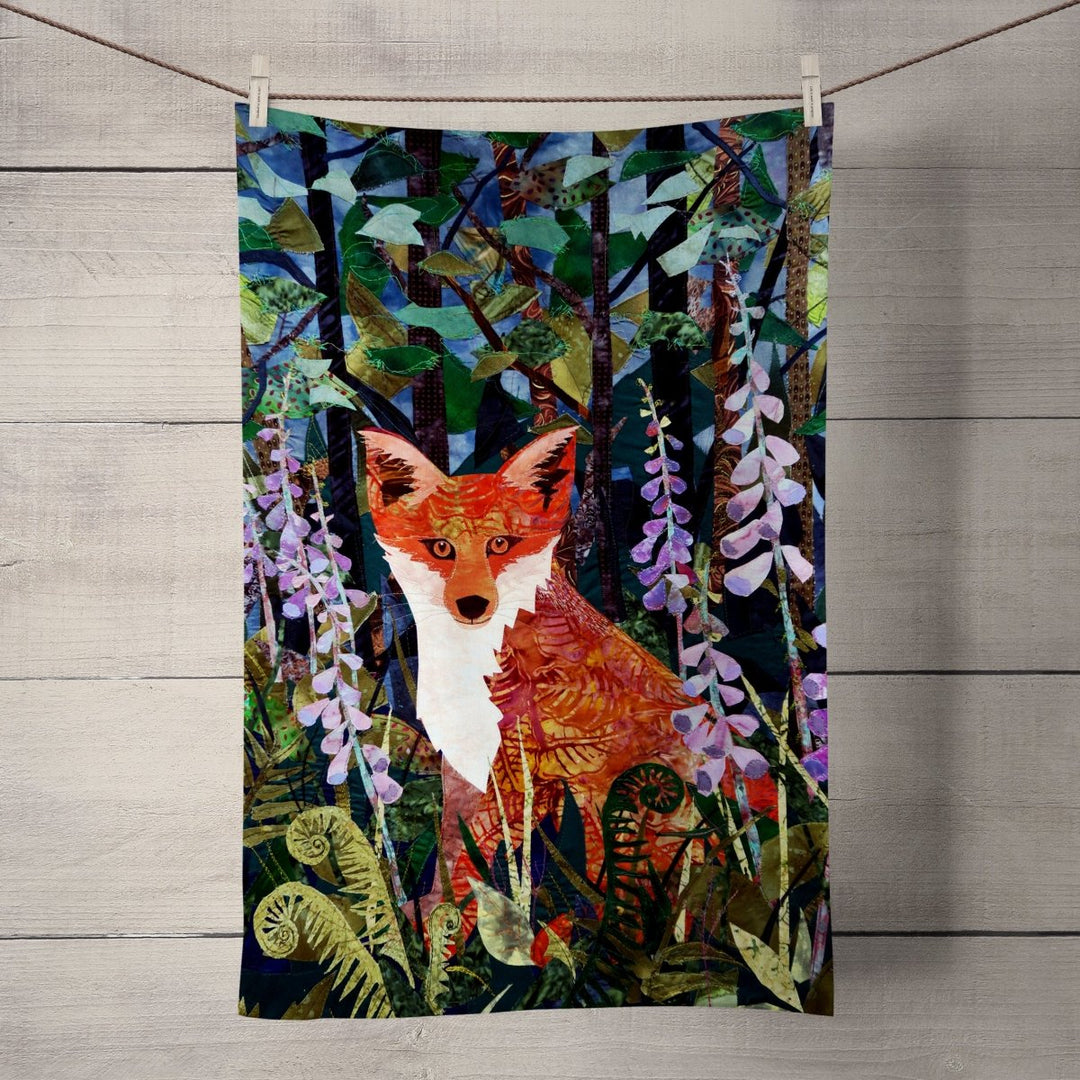 Fox in Foxgloves Tea Towel - Kate Findlay - Wraptious
