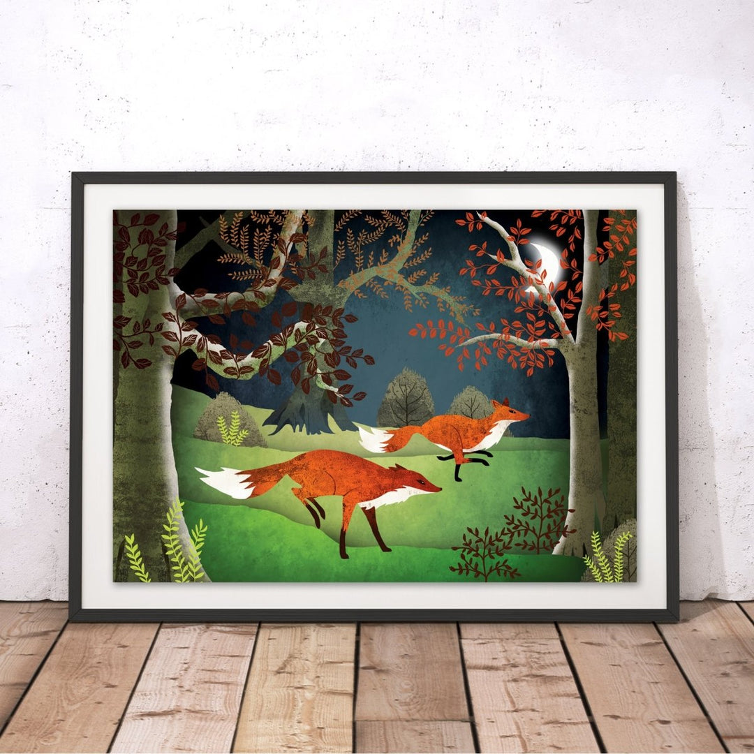 Foxes in the Woods Original Print - Charlotte Anne - Wraptious