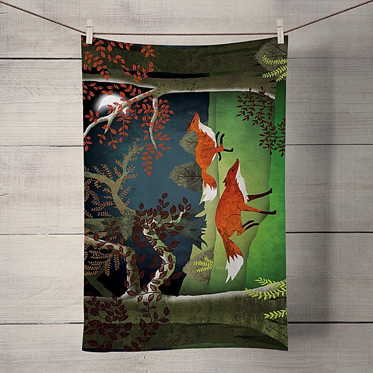 Foxes in the Woods Tea Towel - Charlotte Anne - Wraptious