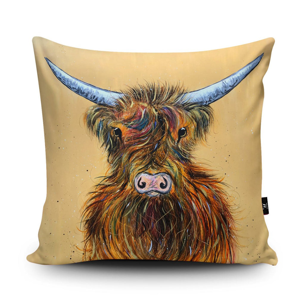 Golden Highland Cow Cushion - Emma Haines - Wraptious