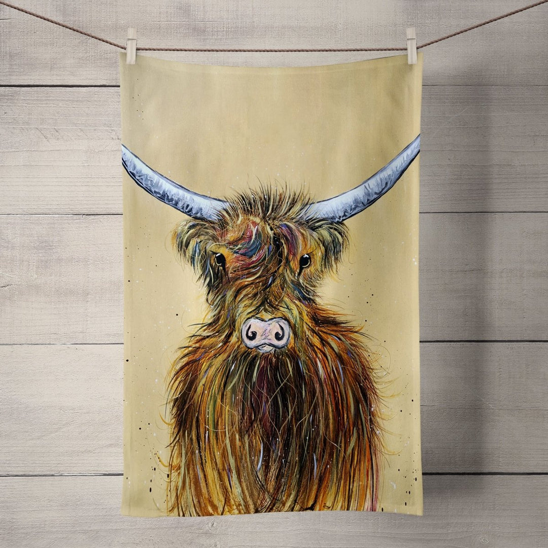 Golden Highland Cow Tea Towel - Emma Haines - Wraptious