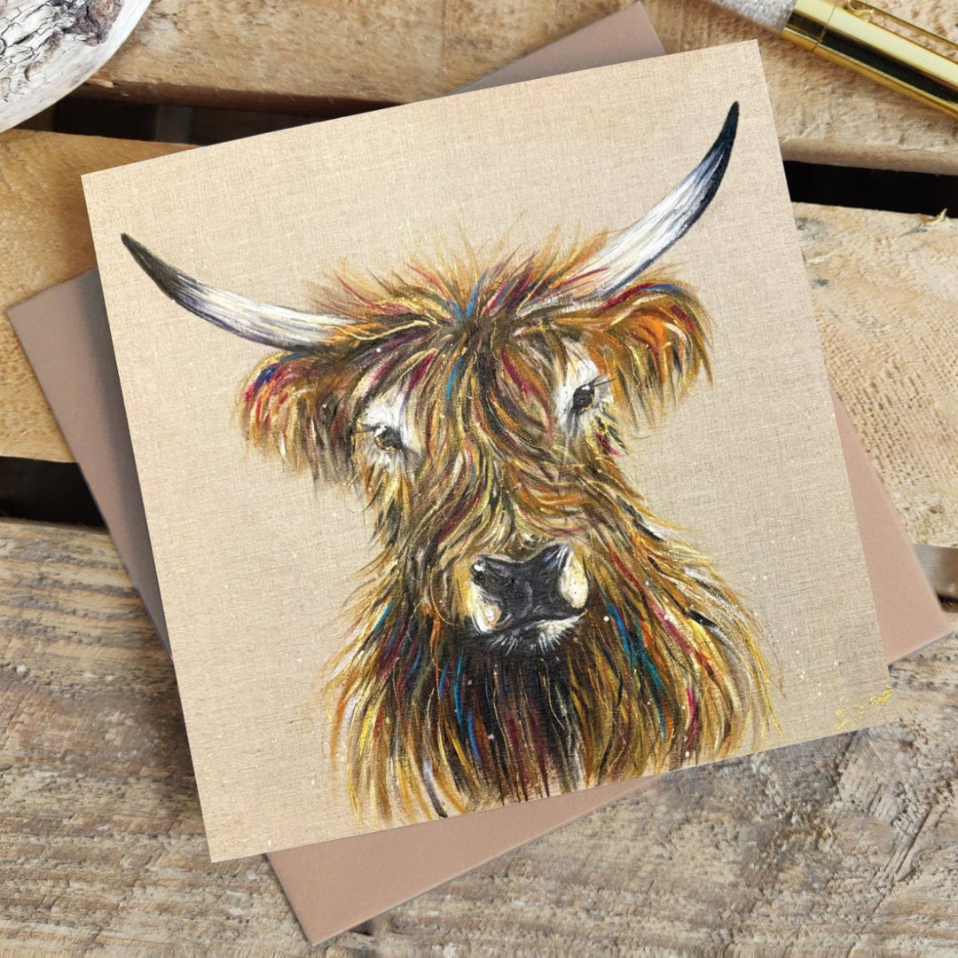 Linen Cow Greetings Card - Emma Haines - Wraptious