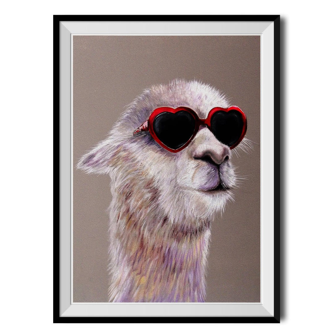 Llama In Love Original Print - Adam Barsby - Wraptious