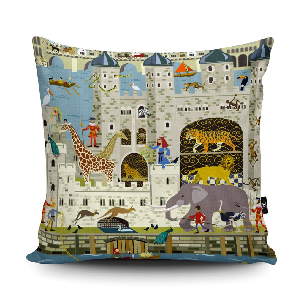 Menagerie in the Tower of London Cushion - Erica Sturla - Wraptious
