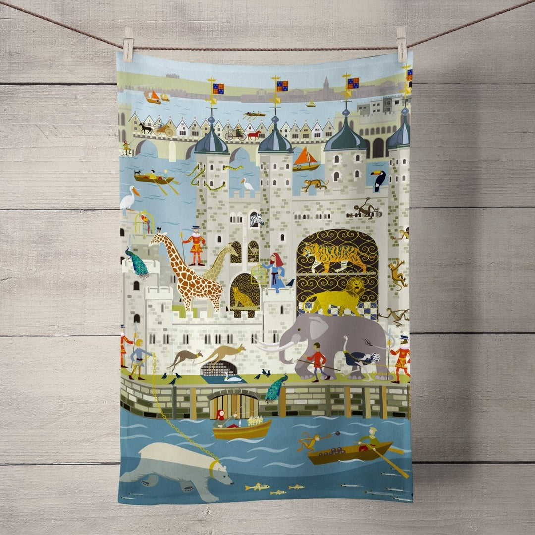Menagerie in the Tower of London Tea Towel - Erica Sturla - Wraptious