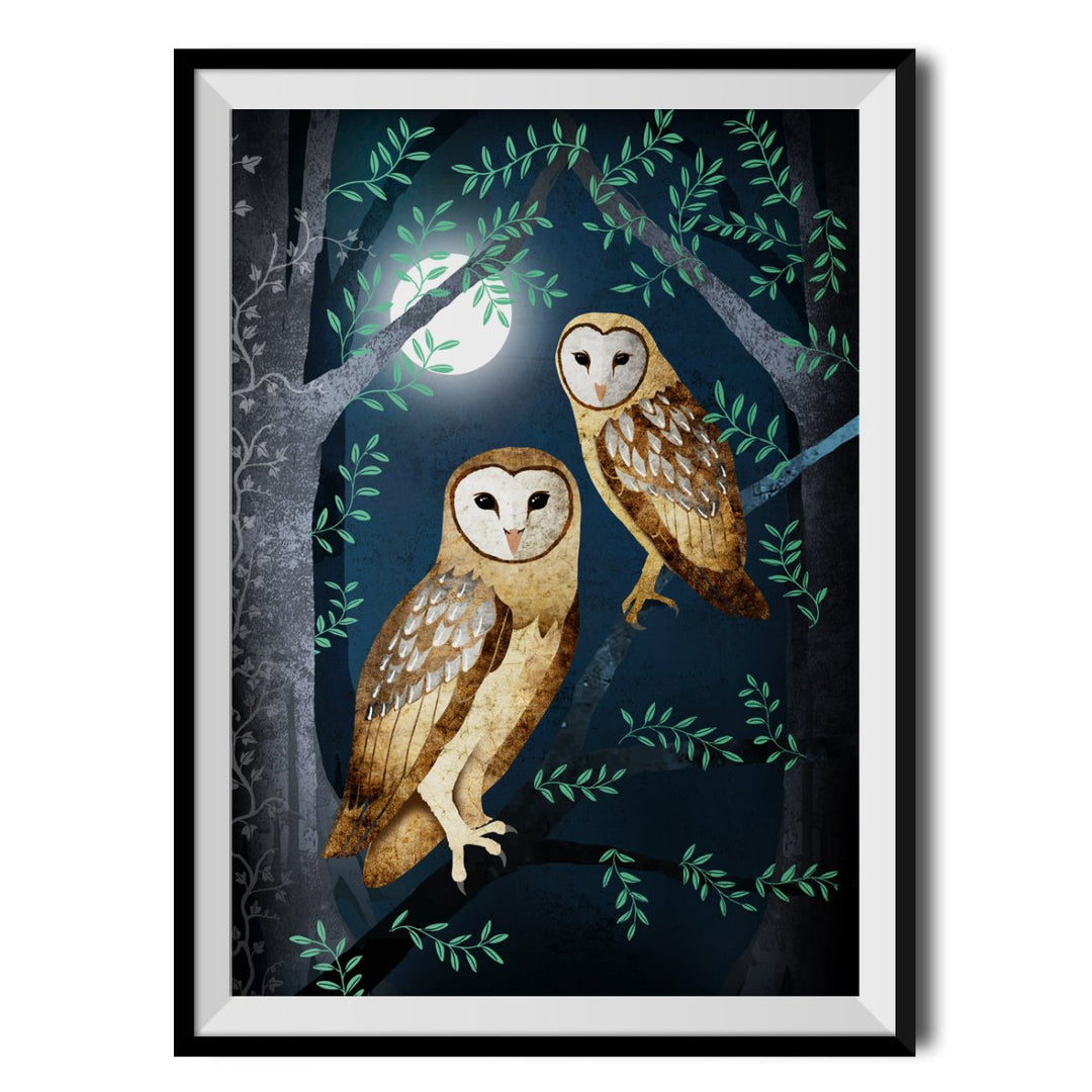 Owls Original Print - Charlotte Anne - Wraptious