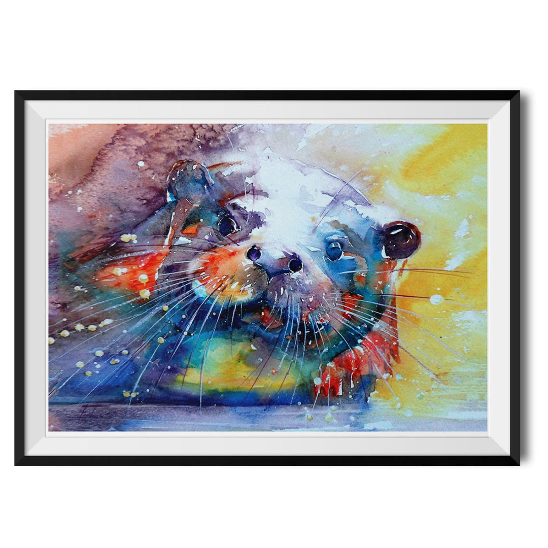 Rainbow Otter Original Print - Liz Chaderton - Wraptious