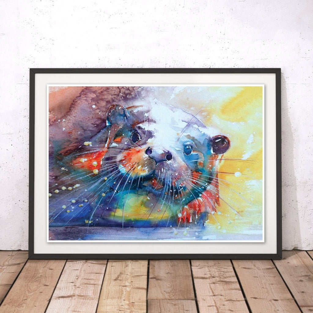 Rainbow Otter Original Print - Liz Chaderton - Wraptious