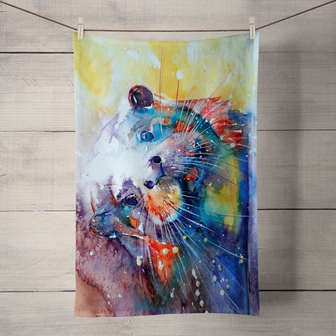 Rainbow Otter Tea Towel - Liz Chaderton - Wraptious
