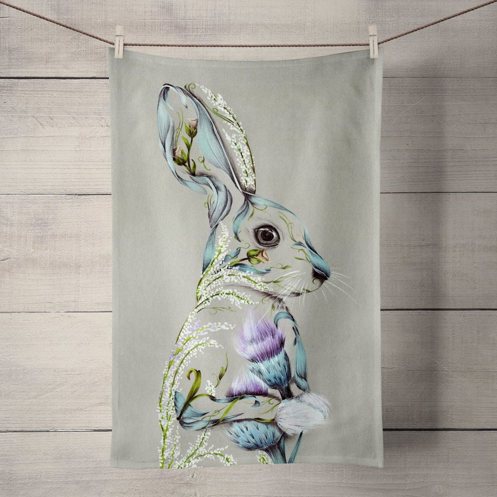 Rustic Hare Tea Towel - Kat Baxter - Wraptious