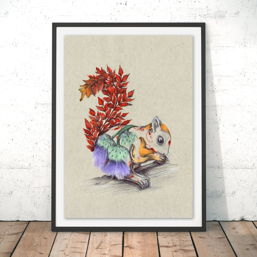 Rustic Squirrel Original Print - Kat Baxter - Wraptious