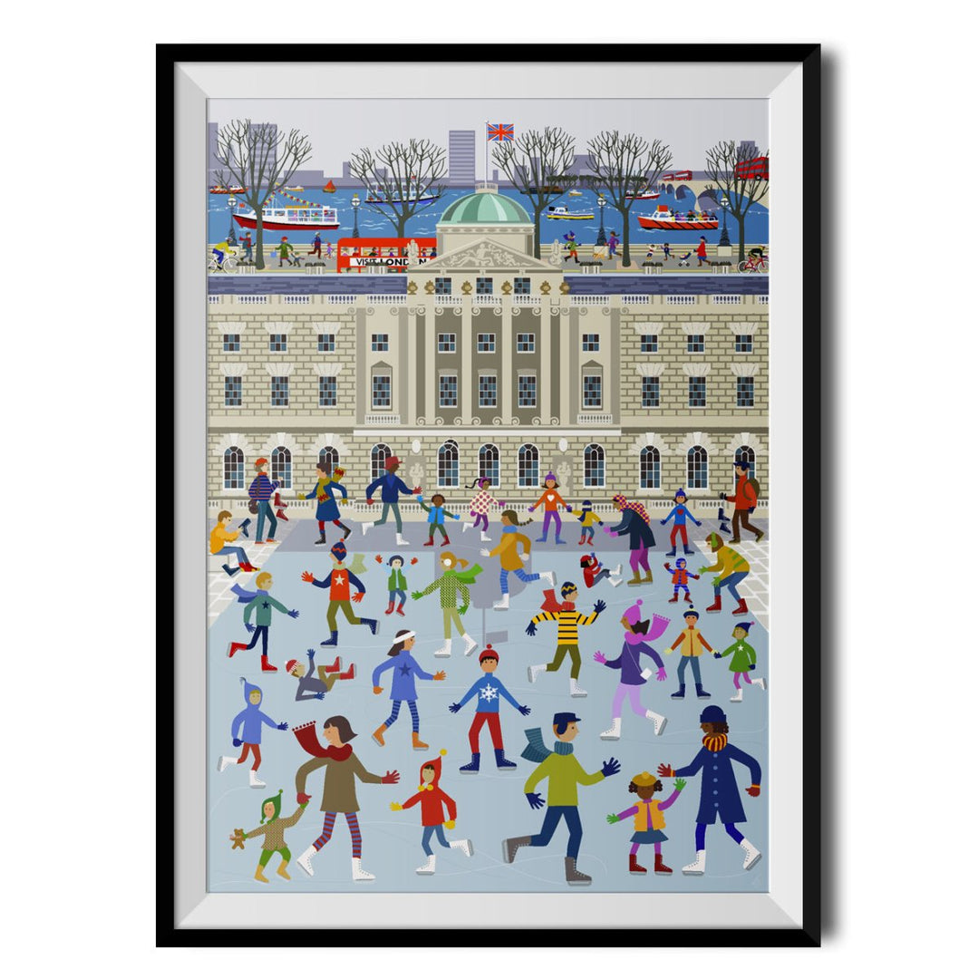 Skating at Somerset House Original Print - Erica Sturla - Wraptious