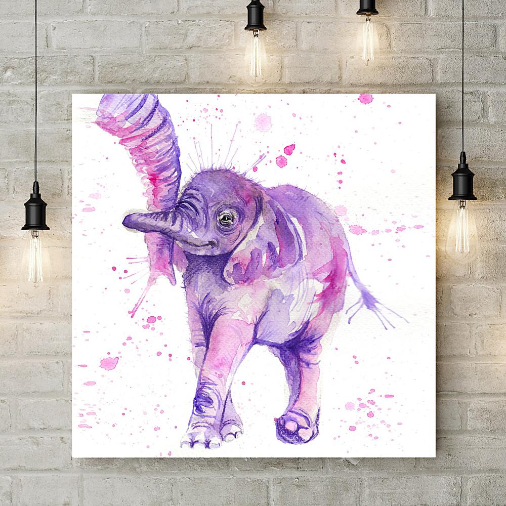 Splatter Baby Elephant Deluxe Canvas - Katherine Williams - Wraptious